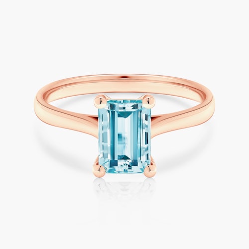 Pierścionek zaręczynowy SAVICKI: różowe złoto, akwamaryn